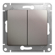 Выключатель 2-клавишный Systeme Electric GLOSSA, скрытый монтаж, платина GSL001251