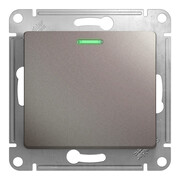 Выключатель 1-клавишный Systeme Electric GLOSSA, с подсветкой, скрытый монтаж, платина GSL001213