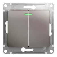 Выключатель 2-клавишный Systeme Electric GLOSSA, с подсветкой, скрытый монтаж, платина GSL001253
