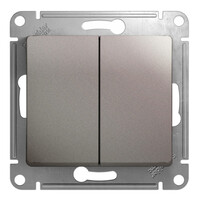 Выключатель 2-клавишный Systeme Electric GLOSSA, скрытый монтаж, платина GSL001251